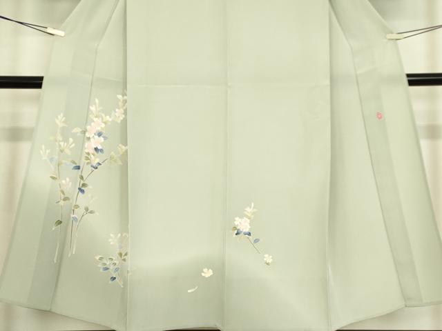 平和屋着物▽本加賀友禅作家　南 克治　訪問着　単衣　枝花文　正絹　逸品　DABE4491az