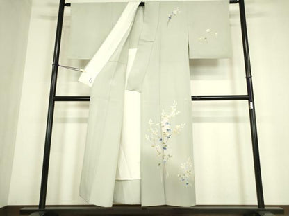平和屋着物▽本加賀友禅作家　南 克治　訪問着　単衣　枝花文　正絹　逸品　DABE4491az
