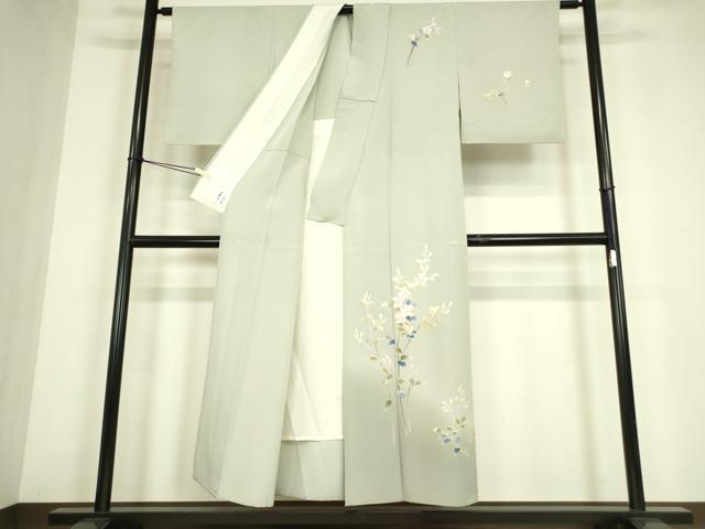 平和屋着物▽本加賀友禅作家　南 克治　訪問着　単衣　枝花文　正絹　逸品　DABE4491az
