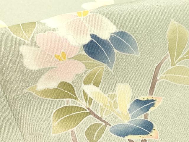 平和屋着物▽本加賀友禅作家　南 克治　訪問着　単衣　枝花文　正絹　逸品　DABE4491az