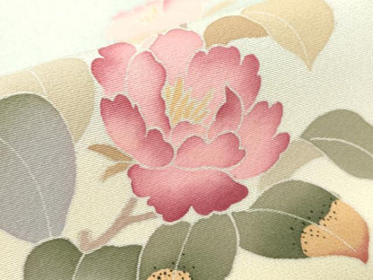 平和屋着物▽訪問着　単衣　友禅　作家物　枝花文　暈し染め　正絹　逸品　DABE4494az