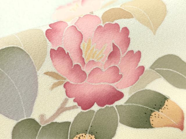 平和屋着物▽訪問着　単衣　友禅　作家物　枝花文　暈し染め　正絹　逸品　DABE4494az