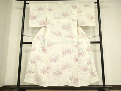 平和屋着物▽上質な小紋　単衣　露芝文　正絹　逸品　未使用　DABE4507az
