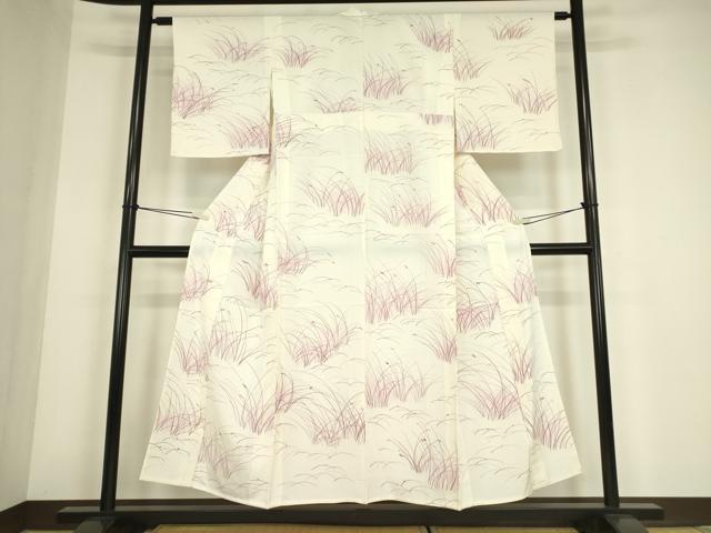平和屋着物▽上質な小紋　単衣　露芝文　正絹　逸品　未使用　DABE4507az