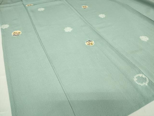 平和屋着物▽上質な小紋　単衣　絞り　花丸文　金彩　正絹　逸品　DABE4509az