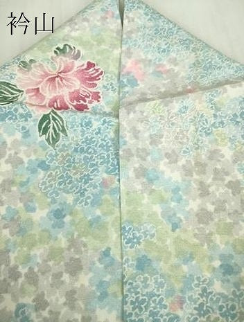 平和屋着物▽上質な小紋　単衣　菊牡丹文　正絹　逸品　DABE4510az