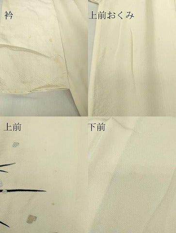 平和屋着物▽訪問着　単衣　作家物　草花シルエット　金銀彩　正絹　逸品　DABE4514az