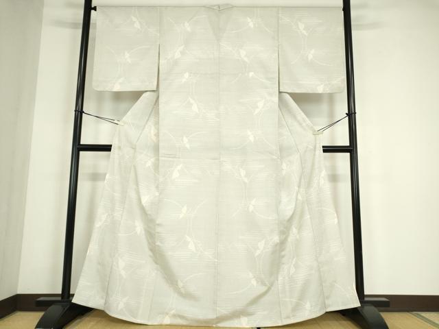平和屋着物▽本塩沢　単衣　舞蝶文　110亀甲　正絹　逸品　DABE4515az