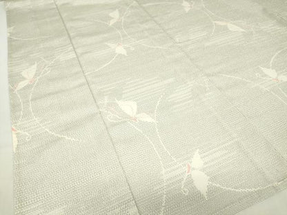 平和屋着物▽本塩沢　単衣　舞蝶文　110亀甲　正絹　逸品　DABE4515az