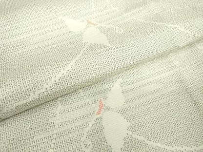 平和屋着物▽本塩沢　単衣　舞蝶文　110亀甲　正絹　逸品　DABE4515az