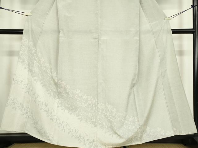 平和屋着物▽本塩沢　訪問着　単衣　草花文　正絹　逸品　DABE4516az