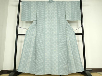 平和屋着物▽上質な小紋　単衣　舞桜瓦文　正絹　逸品　DABE4518az