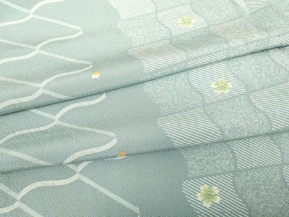 平和屋着物▽上質な小紋　単衣　舞桜瓦文　正絹　逸品　DABE4518az