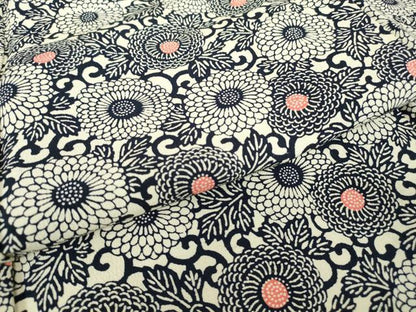 平和屋着物▽上質な小紋　単衣　紬地　型染め　菊唐草文　正絹　逸品　DABE4526az