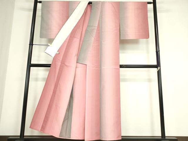 平和屋着物▽上質な紬　単衣　霞文　正絹　逸品　DABE4527az