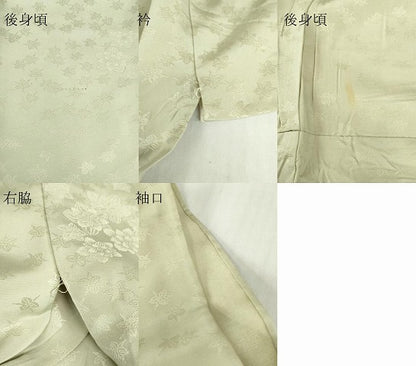 平和屋着物▽上質な色無地　単衣　舞花地紋　柳鼠色　正絹　逸品　DABE4529az