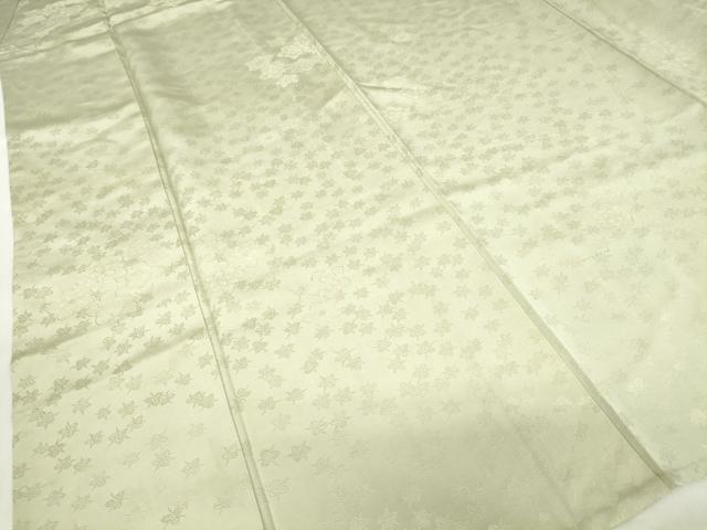 平和屋着物▽上質な色無地　単衣　舞花地紋　柳鼠色　正絹　逸品　DABE4529az