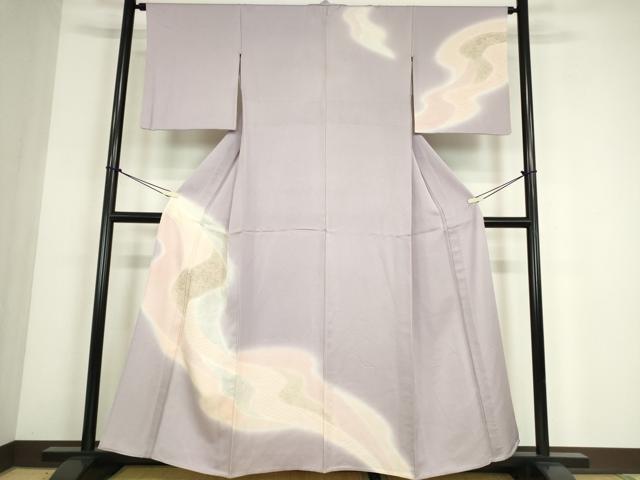 平和屋着物▽訪問着　単衣　流水菊唐草文　暈し染め　正絹　逸品　DABE4531az