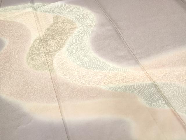 平和屋着物▽訪問着　単衣　流水菊唐草文　暈し染め　正絹　逸品　DABE4531az