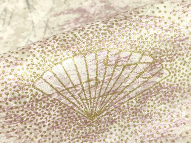 平和屋着物▽上質な小紋　単衣　舞扇　金彩　正絹　逸品　DABE4534az