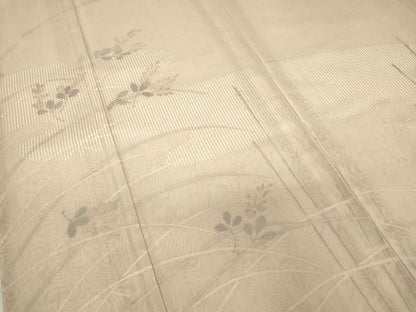 平和屋着物▽中国三大刺繍　スワトウ刺繍　汕頭刺繍　訪問着　無双　紗袷　紗×紗　草花文　正絹　逸品　DABE4535az