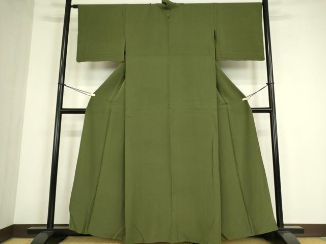 平和屋着物▽上質な色無地　単衣　革色　正絹　逸品　DABE4536az