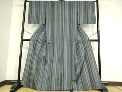 平和屋着物▽小紋　単衣　間道　さんび謹製　洗える着物　DABE4537az