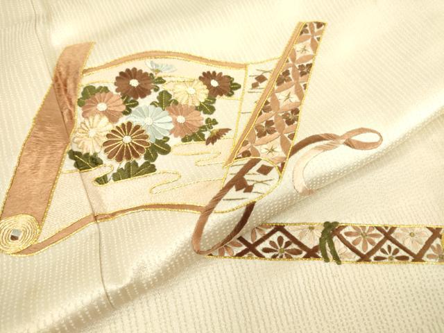 平和屋着物▽豪華色留袖　単衣　駒刺繍　総刺繍　花絵巻文　金糸　正絹　逸品　DABE4538az
