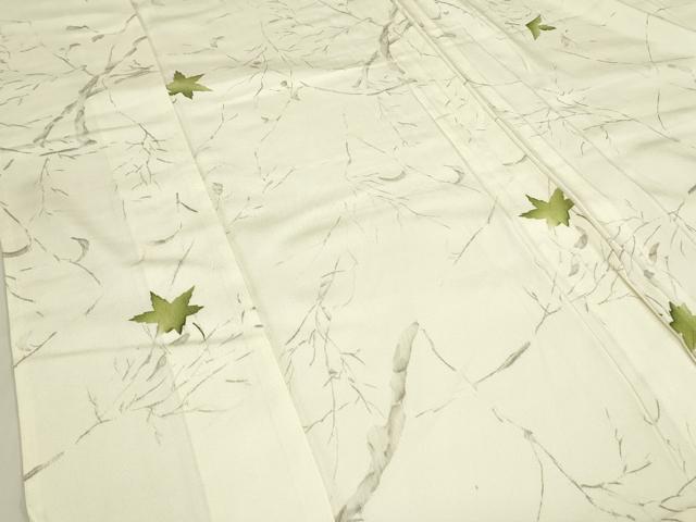 平和屋着物▽上質な小紋　単衣　楓文　正絹　逸品　DABE4539az