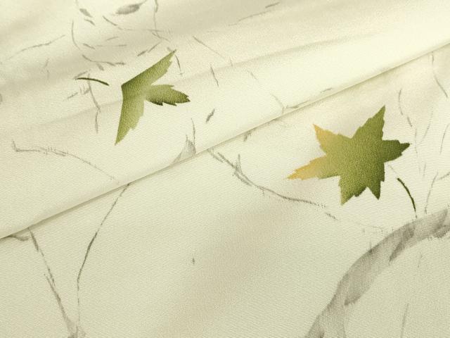 平和屋着物▽上質な小紋　単衣　楓文　正絹　逸品　DABE4539az