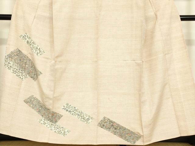 平和屋着物▽上質な紬　単衣　更紗花文　正絹　逸品　DABE4540az