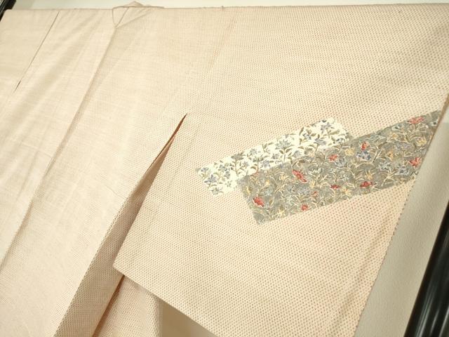 平和屋着物▽上質な紬　単衣　更紗花文　正絹　逸品　DABE4540az