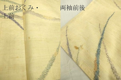 平和屋着物▽上質な紬　単衣　芝文　正絹　逸品　DABE4541az