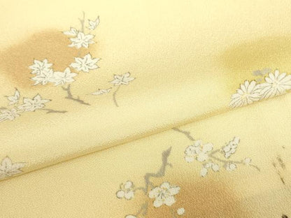平和屋着物▽上質な小紋　単衣　枝花文　正絹　逸品　DABE4544az