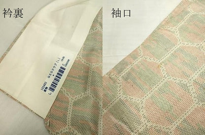 平和屋着物▽上質な紬　単衣　亀甲柄　正絹　逸品　DABE4546az