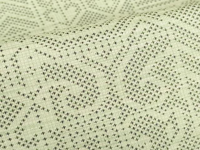 平和屋着物▽上質な紬　単衣　幾何学柄　正絹　逸品　DABE4547az