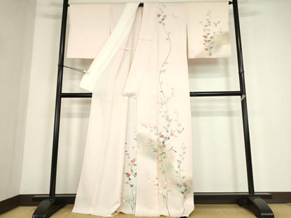平和屋着物▽訪問着　単衣　飛鳥花文　暈し染め　正絹　逸品　DABE4550az