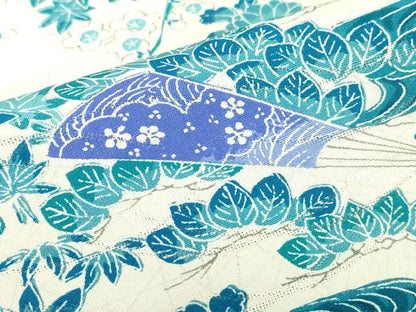 平和屋着物▽上質な小紋　単衣　流水扇面花　正絹　逸品　DABE4551az