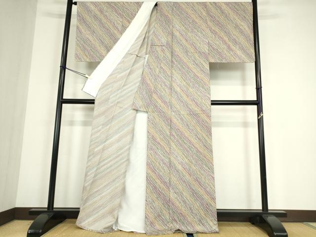 平和屋着物▽上質な小紋　単衣　変わり斜線文　正絹　逸品　未使用　DABE4552az