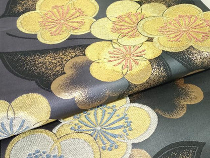 平和屋着物▼六通柄袋帯　梅舞蝶文　金銀糸　正絹　逸品　DABE4594az