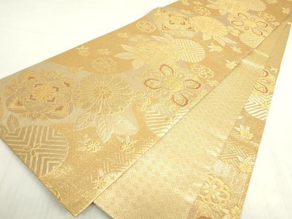 平和屋着物▼佐賀錦 六通柄袋帯 華錦 金糸 正絹 逸品 DABE4601az