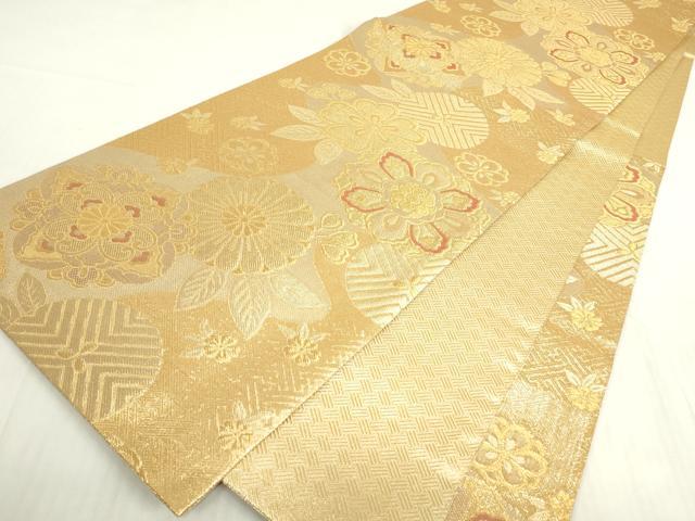 平和屋着物▼佐賀錦 六通柄袋帯 華錦 金糸 正絹 逸品 DABE4601az