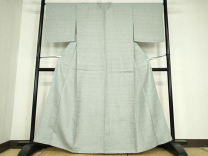 平和屋着物▽上質な紬　単衣　横段文　正絹　逸品　DABE4638az