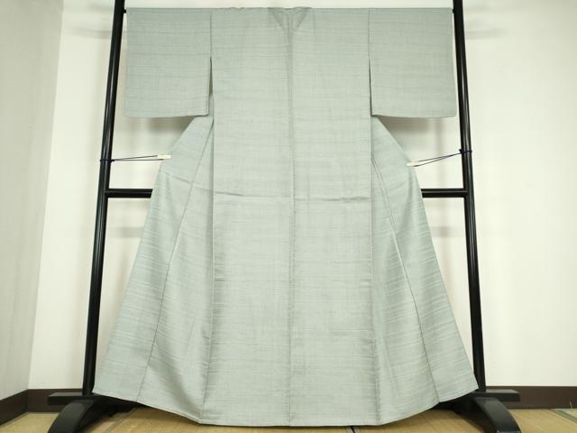 平和屋着物▽上質な紬　単衣　横段文　正絹　逸品　DABE4638az