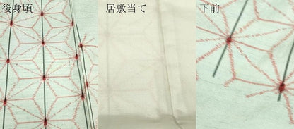 平和屋着物▽上質な紬　単衣　麻の葉文　正絹　逸品　DABE4639az