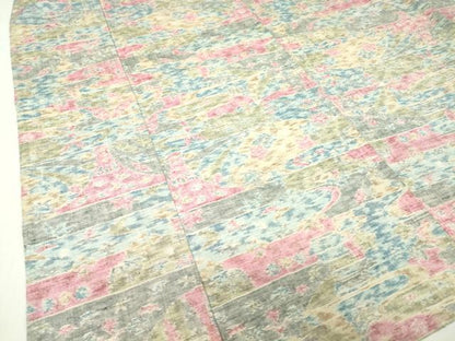平和屋着物▽上質な紬　単衣　霞花文　正絹　逸品　DABE4640az