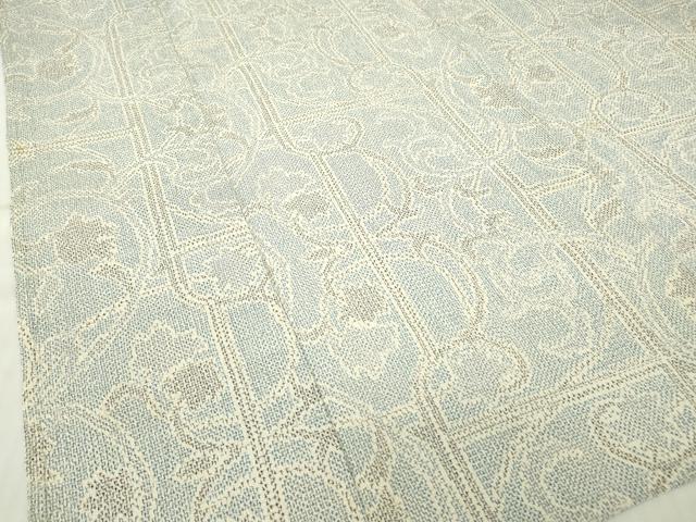 平和屋着物▽本塩沢　単衣　花唐草文　正絹　逸品　DABE4643az