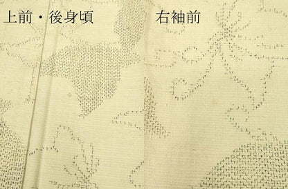 平和屋着物▽上質な紬　単衣　舞蝶文　正絹　逸品　DABE4644az