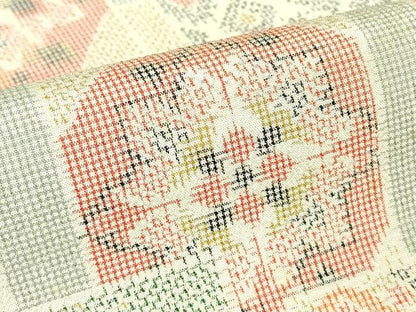 平和屋着物▽本塩沢　単衣　正倉院花文　正絹　逸品　DABE4645az