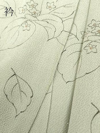 平和屋着物▽上質な小紋　単衣　草花文　鬼しぼ縮緬　正絹　逸品　DABE4647az
